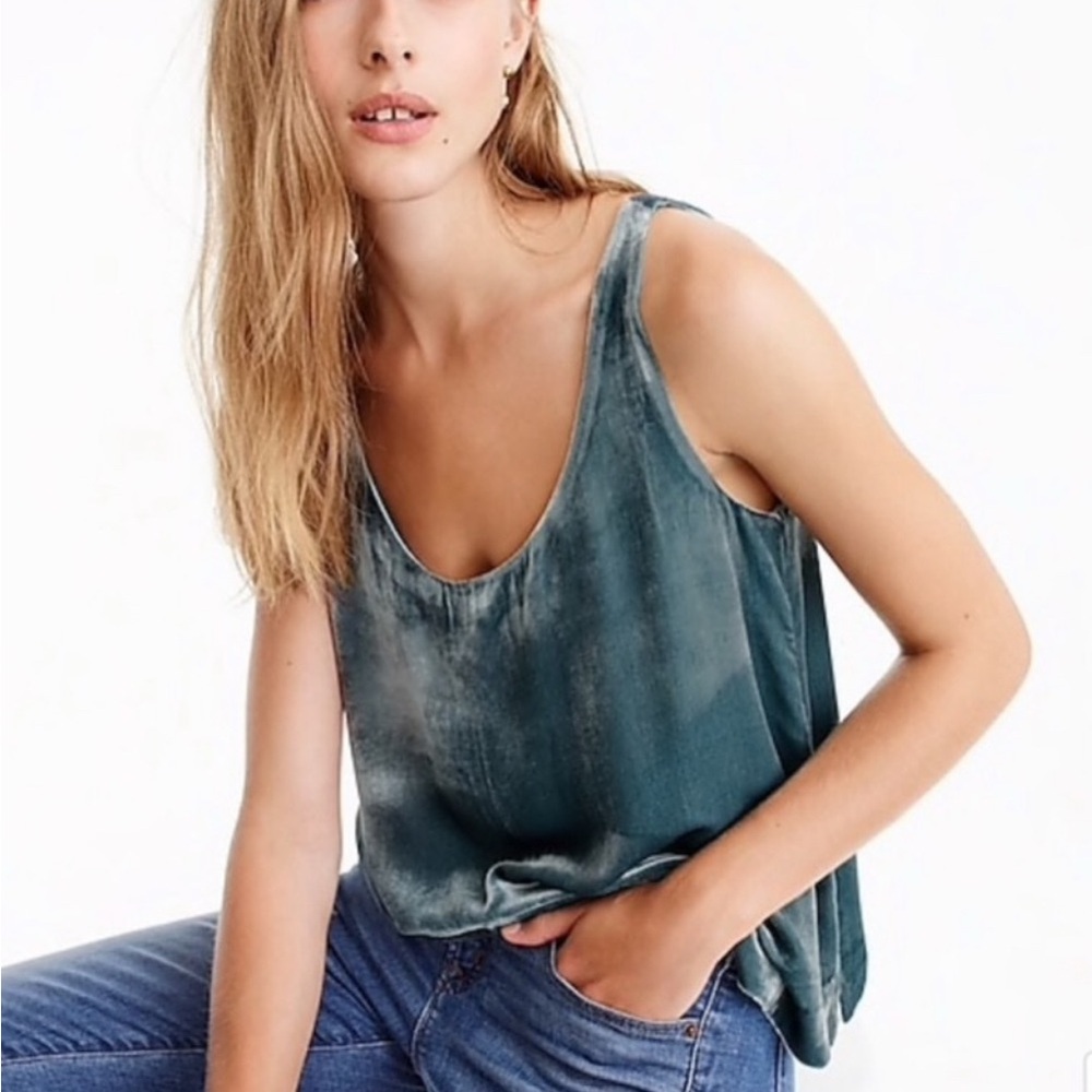 J Crew Black Sleeveless Velvet Scoop Tank Top Women’s Size 2